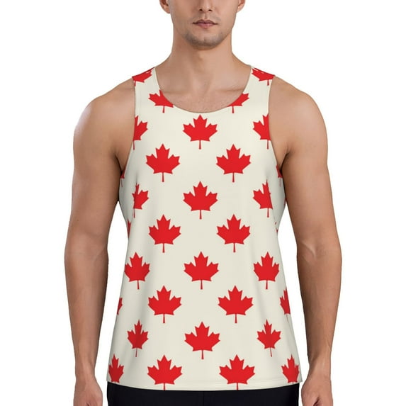 Goofa Happy Canada Day Pattern Men's Workout Tank Top Slim-Fit Tank Quick Dry Fit Muscle Tank Top Beach Tank Top Bodybuilding Sleeveless T Shirt-4X-Large