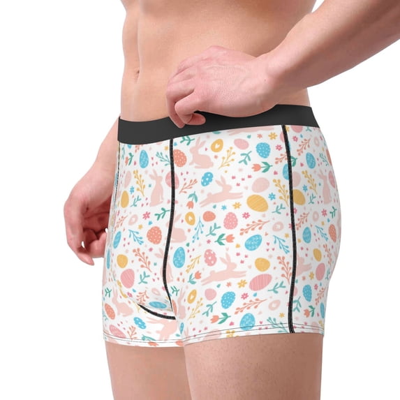 Goofa Happy Easter Printed Men's Boxer Briefs Underwear, Moisture-Wicking Underwear, Trunk,Soft and Breathable Cotton Underwear-Large