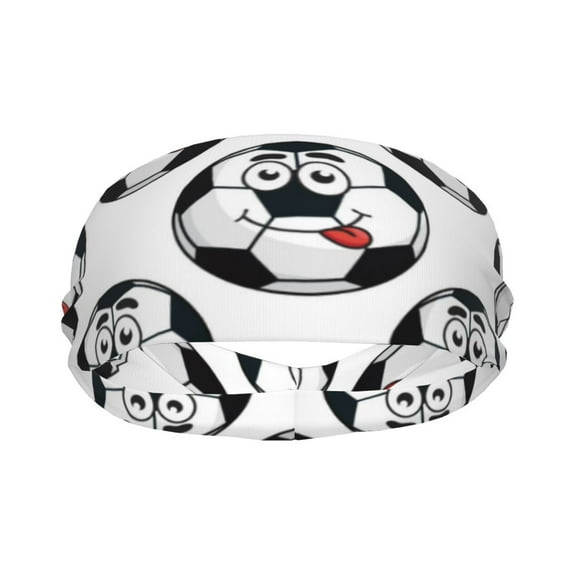 Goofa Happy Football Pattern Sweatbands Sports Headband for Men & Women,Moisture Wicking Athletic headband,Breathable Sweatband,Sports accessories,Workout gear