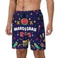thumbnail image 1 of Goofa Happy Mardi Gras Printed Men's Swim Trunks Board Shorts Quick Dry Mens Swimming Trunks with Compression Liner,Breathable Fit Hawaii Beach Shorts-X-Large, 1 of 9