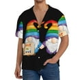 thumbnail image 1 of Goofa Happy Pride Gnome Printed Men's Casual Short-sleeved Shirt,Lightweight Breathable Button-down,Summer Casual men's top,Versatile Fashion shirt-Small, 1 of 7