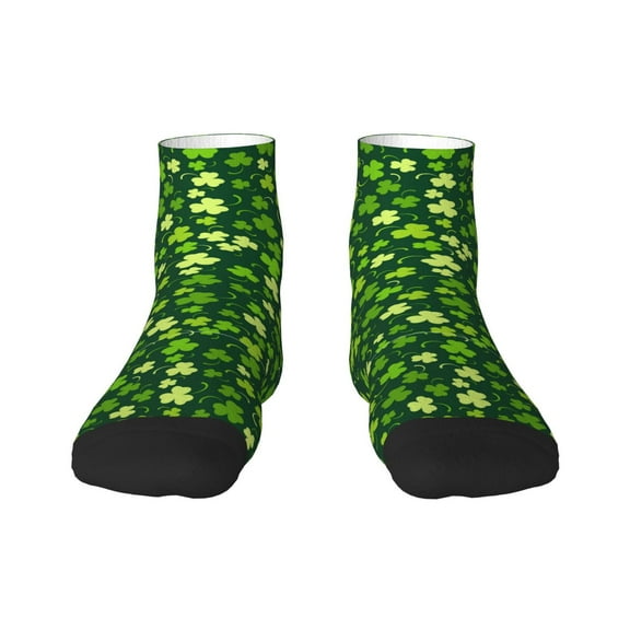 Goofa Happy St. Patrick's day Pattern Non Slip Socks with Grips for Elderly, Crew Socks Yoga Hospital Socks Cushioned Sole Gripper Socks for Men Women