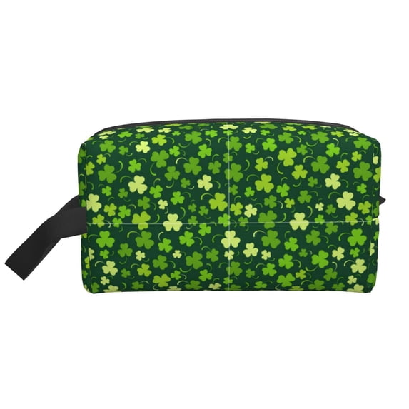 Goofa Happy St. Patrick's day Printed Toiletry Bag with Handle,Large Capacity Travel Makeup Cosmetic Bag for Women, Carry on Airport Airline Compliant Bag