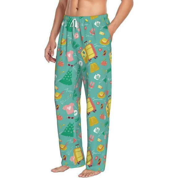 Goofa Happy Summer Printed Soft Pajama Pants for Men, Wide Leg Comfy Casual Lounge Yoga Pants-Medium