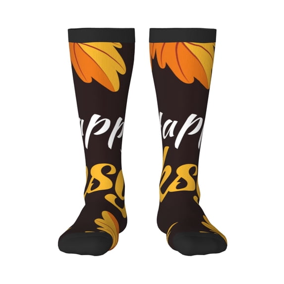 Goofa Happy Thanksgiving 1 Pattern Adult Stockings, Color-Block Knee High Socks, Comfortable and Breathable, Soft and Stretchable, Sports, and Decoration