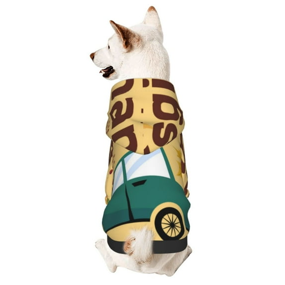 Goofa Happy Thanksgiving Day Pattern Small Dog Sweater Hoodies Pet Grey Hooded Soft Fleece Sweatshirts with Pocket Fall Winter Puppy Cat Sweaters Warm Clothes-Small