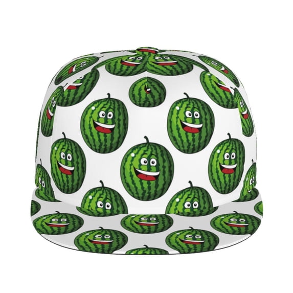 Goofa Happy Watermelon Printed Men's Baseball Cap,Straight Brim Hat,Golf Dad Hat,Versatile Style,Sun Protection Cap,Travel Hat