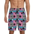 thumbnail image 1 of Goofa Hawaii Palms Pattern Men's Pajama Short Sleep Shorts Soft Comfortable Breathable Pajamas Shorts with Pockets-Medium, 1 of 6