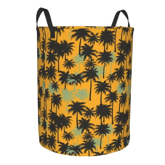Goofa Hawaii Palms Printed Circular Hamper,Laundry Basket with Handles,Storage Baskets Foldable,Large Capacity Laundry Hamper-Small