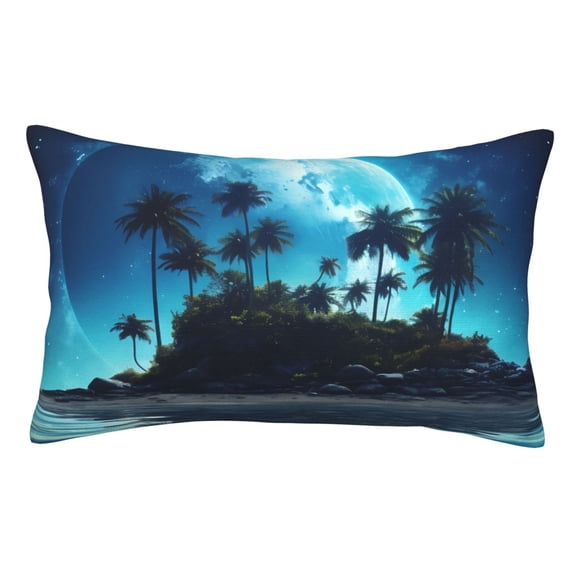 Goofa Hawaiian Beach Pirate Moon Print Plush Throw Pillow Case, Soft Velvet with Hidden Zipper, Decorative Cushion Cover for Sofa, Bed, Car, and Home Décor-16"x24"