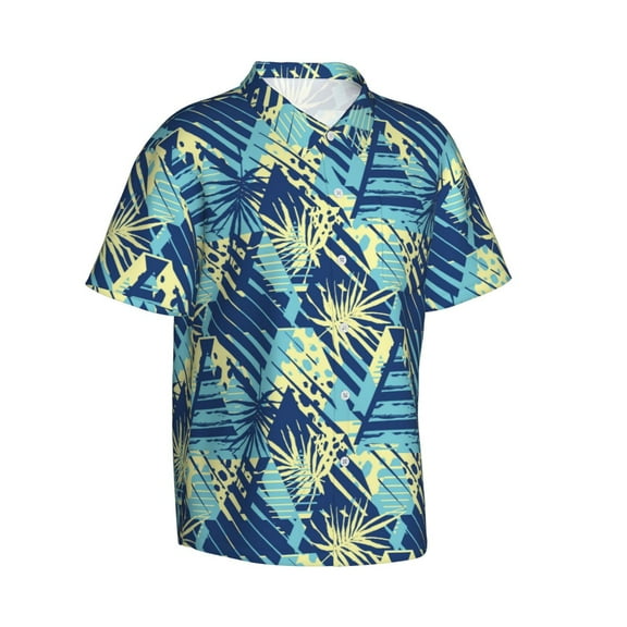 Goofa Hawaiian Style Hawaiian Shirt for Men, Unisex Summer Beach Casual Short Sleeve Button Down Shirts,Aloha Tropical Floral print shirt-Large