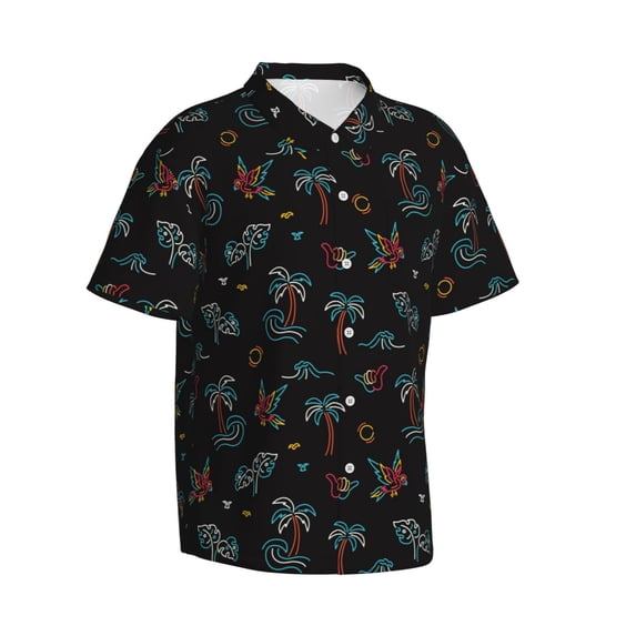 Goofa Hawaiian Style Hawaiian Shirt for Men, Unisex Summer Beach Casual Short Sleeve Button Down Shirts,Aloha Tropical Floral print shirt-Medium
