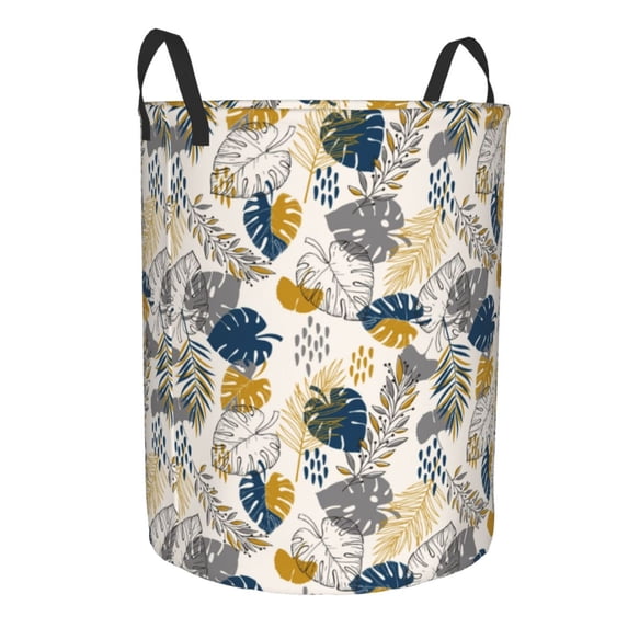 Goofa Hawaiian Style Printed Circular Hamper,Laundry Basket with Handles,Storage Baskets Foldable,Large Capacity Laundry Hamper-Medium