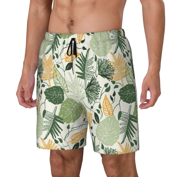 Goofa Hawaiian Style Printed Men's Swim Trunks Board Shorts Quick Dry Mens Swimming Trunks with Compression Liner,Breathable Fit Hawaii Beach Shorts-Small