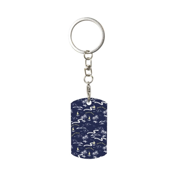 Goofa Hawaiian Style Printed Rectangular Metal Keychain Bag Charm Floral Charm for Purse Keys Metal Keyring Gift for Women Accessories