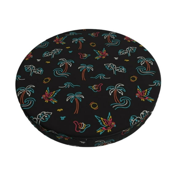 Goofa Hawaiian Style Printed Stool Covers Round, Waterproof Round Bar Stool Covers Anti-Slip Round Bar Stool Seat Cover with Elastic Bands Durable -12 inch