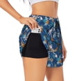 thumbnail image 1 of Goofa Hawaiian Style Printed Women 2 in 1 Running Shorts,Quick Dry Athletic Workout Shorts,High Waisted Athletic Shorts with Liner Pockets-Large, 1 of 9