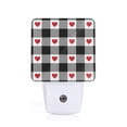 thumbnail image 1 of Goofa Heart Black Buffalo Plaid Gingham Night Light, Plug-in, Dusk to Dawn Sensor, Warm White, Ambient Lighting, Ideal Kids Adults Nightlight-EU, 1 of 9