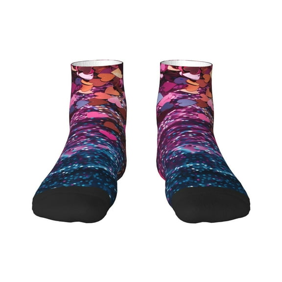 Goofa Heart Confetti on Glitter Pattern Non Slip Socks with Grips for Elderly, Crew Socks Yoga Hospital Socks Cushioned Sole Gripper Socks for Men Women