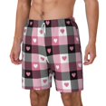 thumbnail image 1 of Goofa Heart Plaid Printed Men's Swim Trunks Board Shorts Quick Dry Mens Swimming Trunks with Compression Liner,Breathable Fit Hawaii Beach Shorts-3X-Large, 1 of 1