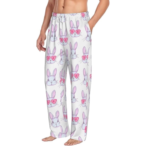 Goofa Heart Rabbit Printed Soft Pajama Pants for Men, Wide Leg Comfy Casual Lounge Yoga Pants-XX-Large