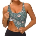 thumbnail image 1 of Goofa Hedgehogs and Flowers Printed Sports Bras for Women, High Impact Running Bra Workout Crop Tank Tops Longline Sports Bra Push up-X-Large, 1 of 9