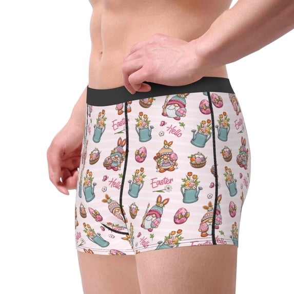 Goofa Hello Easter Printed Men's Boxer Briefs Underwear, Moisture-Wicking Underwear, Trunk,Soft and Breathable Cotton Underwear-