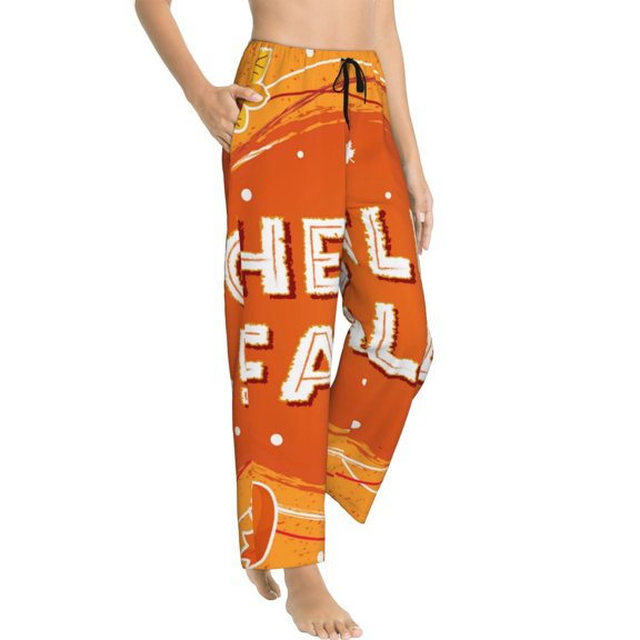 Goofa Hello Fall 1 Printed Soft Pajama Pants for Women, Wide Leg Comfy Casual Lounge Yoga Pants-Medium