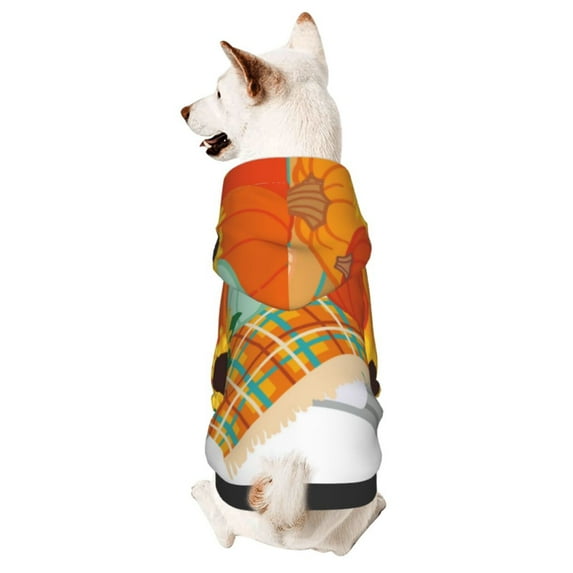 Goofa Hello Fall Farm Truck Pattern Small Dog Sweater Hoodies Pet Grey Hooded Soft Fleece Sweatshirts with Pocket Fall Winter Puppy Cat Sweaters Warm Clothes-X-Small