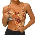 thumbnail image 1 of Goofa Hippie Flower Printed Sports Bras for Women, High Impact Running Bra Workout Crop Tank Tops Longline Sports Bra Push up-Medium, 1 of 9