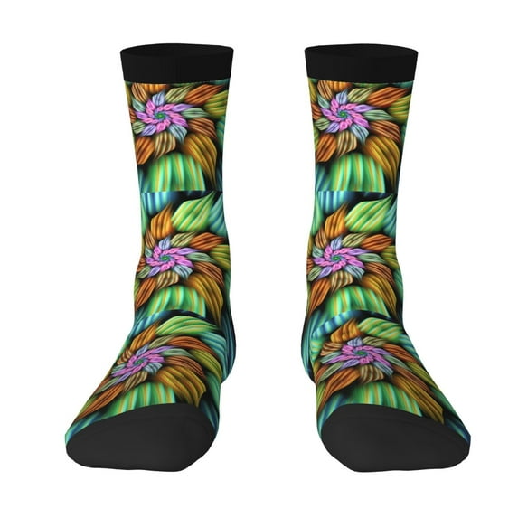 Goofa Hippie Style Printed Men's Crew Socks, Soft Durable Breathable Moisture-Wicking with Odor Control Cotton socks