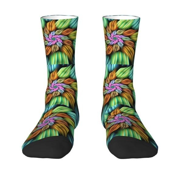 Goofa Hippie Style Printed Men's Crew Socks, Soft Durable Breathable Moisture-Wicking with Odor Control Cotton socks