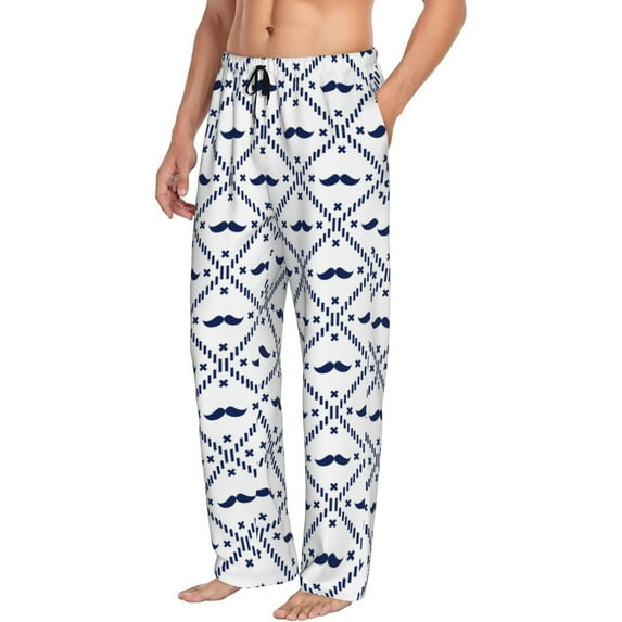 Goofa Hipster Mustache Printed Soft Pajama Pants for Men, Wide Leg Comfy Casual Lounge Yoga Pants-XX-Large
