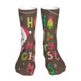 thumbnail image 1 of Goofa Ho Ho Ho Merry Christmas for 16in Socks, Funny Novelty Crazy Design Cotton Socks Sports Socks Knee High Socks For Men, Women,1Pairs - Gift For Working Friends, 1 of 7