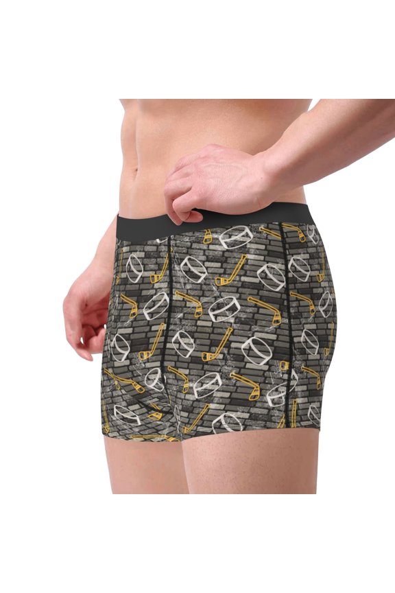 Hockey1 Printed Men's Boxer Briefs Underwear, Moisture-Wicking Underwear, Trunk,Soft and Breathable Cotton Underwear-