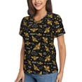 thumbnail image 1 of Goofa Hohey Bee Golden Embroidery Pattern Women's Slim-Fit Short-Sleeve V-Neck T-Shirt,Classic-Fit Short-Sleeve V-Neck T-Shirt-Medium, 1 of 5
