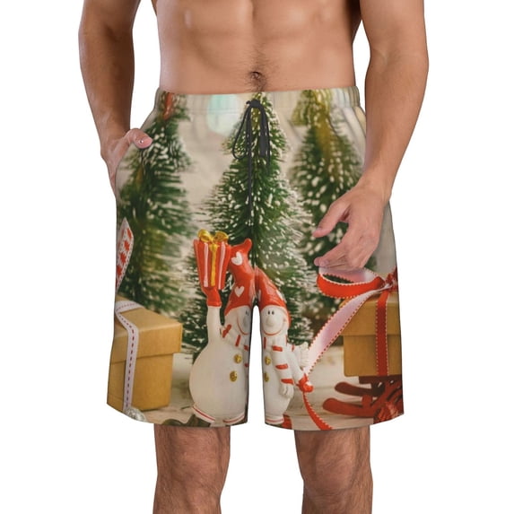 Goofa Holiday Christmas Stars Printed Mens Swim Trunks Summer Quick Dry Short Beach Swimwear Bathing Suits-XX-Large