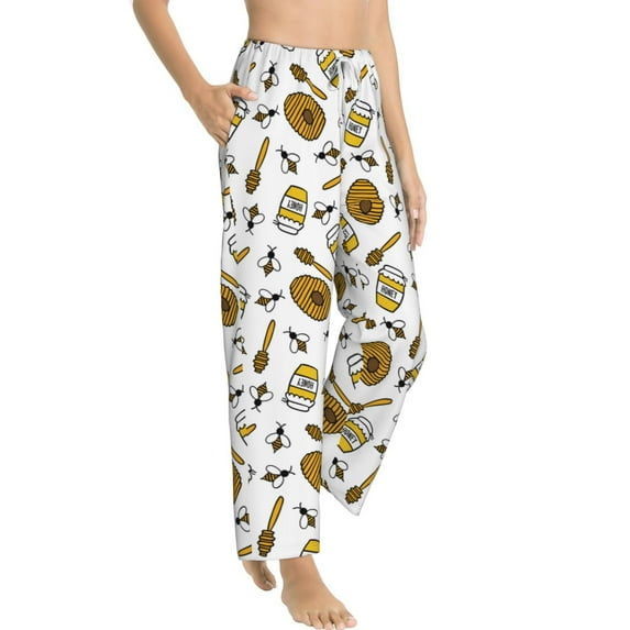 Goofa Honey Printed Soft Pajama Pants for Women, Wide Leg Comfy Casual Lounge Yoga Pants-X-Large