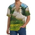 thumbnail image 1 of Goofa Horse Rearing Up In The Field Printed Men's Casual Short-sleeved Shirt,Lightweight Breathable Button-down,Summer Casual men's top,Versatile Fashion shirt-X-Large, 1 of 7