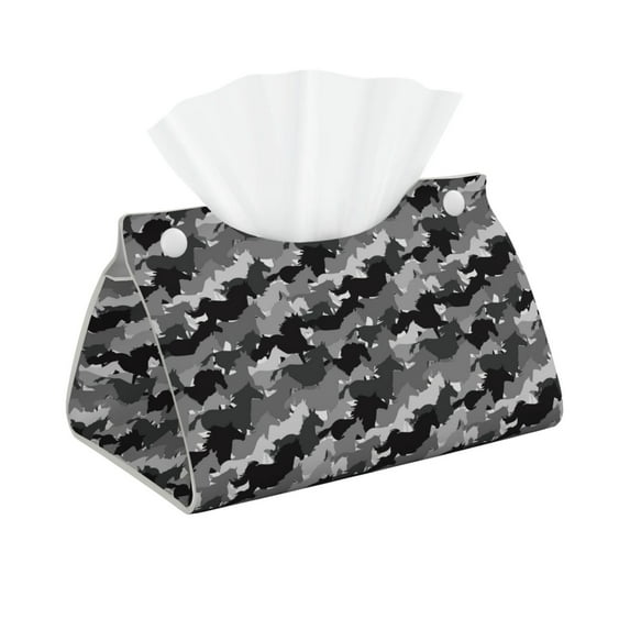 Goofa Horse Silhouette Pattern Triangle Square Tissue Box Cover, Modern PVC Leathe Facial Paper Holder,Decorative Holder/Organizer for Bathroom Vanity Countertop