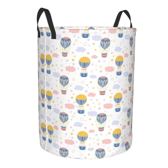 Goofa Hot Air Balloon Printed Circular Hamper,Laundry Basket with Handles,Storage Baskets Foldable,Large Capacity Laundry Hamper-Small