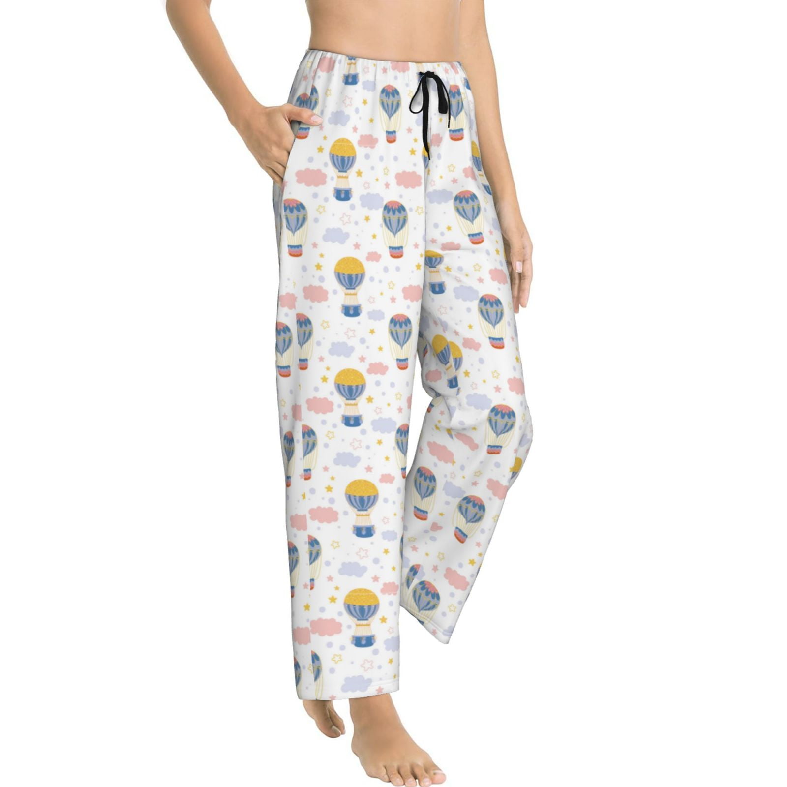 Goofa Hot Air Balloon Printed Soft Pajama Pants for Women, Wide Leg ...