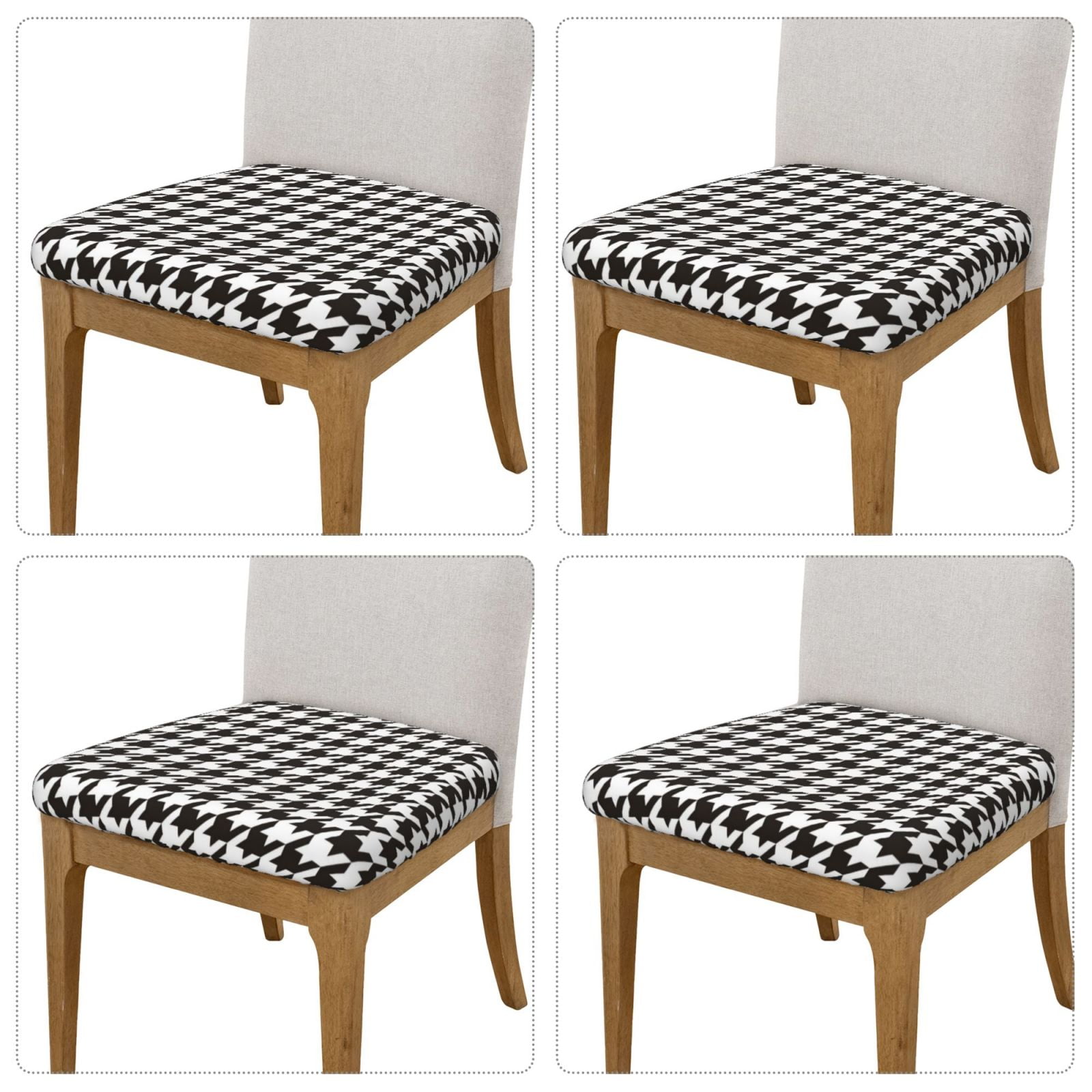 Goofa Houndstooth Black And White Printed Couch Cushion Covers,Soft and
