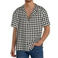 thumbnail image 1 of Goofa Houndstooth Black And White Printed Men's Casual Short-sleeved Shirt,Lightweight Breathable Button-down,Summer Casual men's top,Versatile Fashion shirt-, 1 of 7