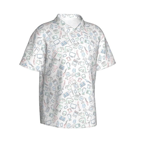 Goofa Household Appliances Hawaiian Shirt for Men, Unisex Summer Beach Casual Short Sleeve Button Down Shirts,Aloha Tropical Floral print shirt-X-Large