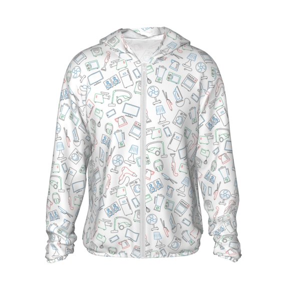 Goofa Household Appliances Printed Women's UPF 50+ Sun Protection Hoodie Jacket Lightweight Long Sleeve Sun Shirt for Women with Pocket Hiking Outdoor-Small