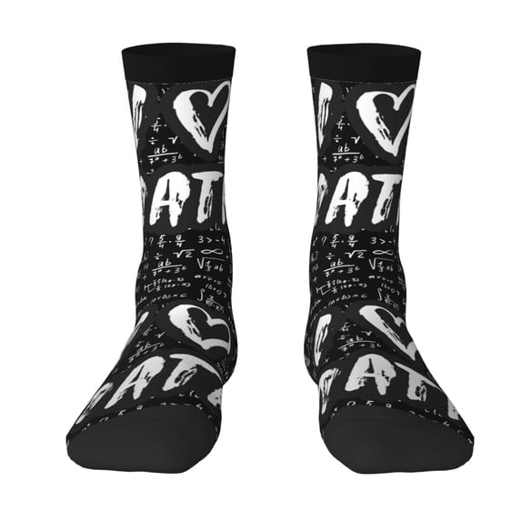 Goofa I love Math Printed Men's Crew Socks, Soft Durable Breathable Moisture-Wicking with Odor Control Cotton socks