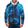 thumbnail image 1 of Goofa Ice Blue Fire Wolf Pattern Mens Full-zip Hoodie, Zip-up Pullover Hooded Sweatshirt, Kangaroo Pocket Hoodie Ideal for Daily Wear, Travel, and Home-Small, 1 of 5