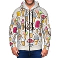 thumbnail image 1 of Goofa Ice Cream Pattern Mens Full-zip Hoodie, Zip-up Pullover Hooded Sweatshirt, Kangaroo Pocket Hoodie Ideal for Daily Wear, Travel, and Home-Small, 1 of 5