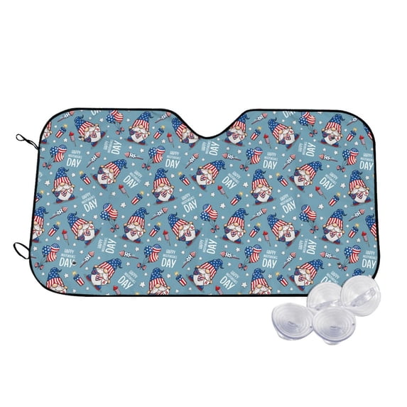 Goofa Independence With Gnome Printed Car Windshield Sunshade,Foldable Reflective Sun Visor,UV Protection Heat Blocker Sunshade,Car Cooling Accessory-Medium